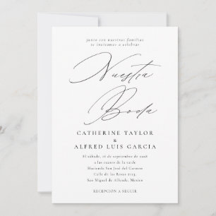 Invitation Nuestra Boda Espagnol Langue Noir Script Mariage