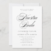 Invitation Nuestra Boda Espagnol Langue Noir Script Mariage (Devant)