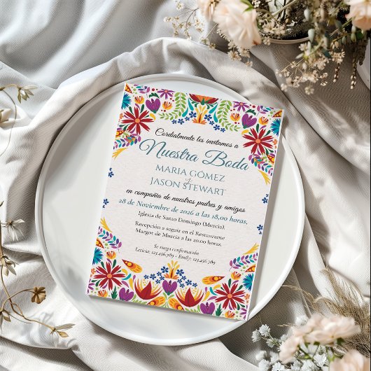 Invitation Nuestra Boda Flowers Botanical Spanish Wedding