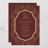 Invitation Nuestra Boda Gold Frame Mariage espagnol INVITE (Devant / Derrière)