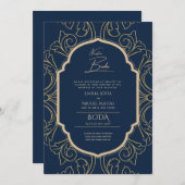 Invitation Nuestra Boda Gold Frame Mariage espagnol INVITE (Devant / Derrière)