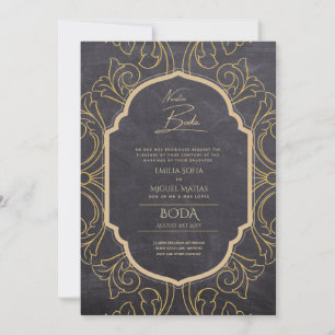 Invitation Nuestra Boda Gold Frame Mariage espagnol INVITE