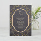 Invitation Nuestra Boda Gold Frame Mariage espagnol INVITE (Debout devant)