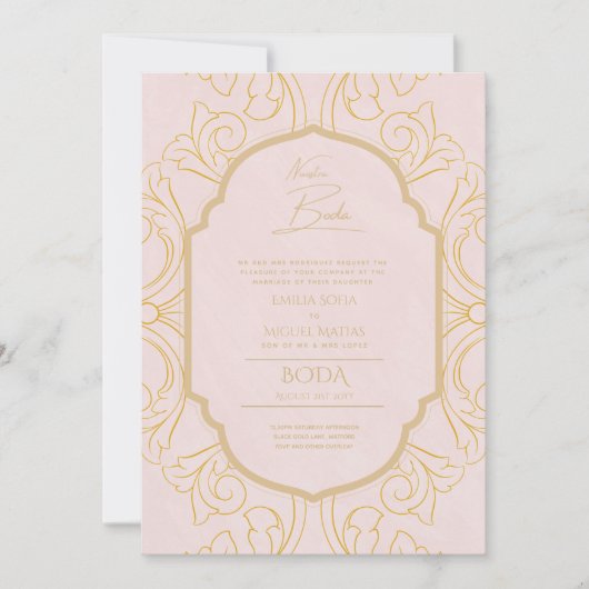 Invitation Nuestra Boda Gold Frame Mariage espagnol INVITE (Devant)
