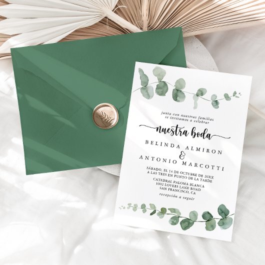 Invitation Nuestra Boda Green Delight Eucalyptus Mariage