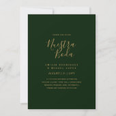 Invitation NUESTRA BODA GREEN OR RSVP MENU DÉTAILS QRCode (Devant)