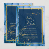 Invitation NUESTRA BODA Marine Blue Gold Ink Wedding INVITE (Devant / Derrière)