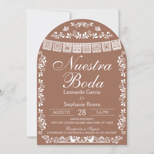 Invitation Nuestra Boda Papel Picado Spanish Wedding Arch (Devant)