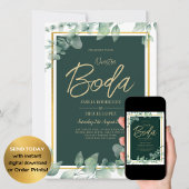 Invitation Nuestra Boda Verdure MARIAGE espagnol QR CODE