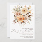 Invitation Nuetral Beige Floral Mariage botanique Brown (Devant)