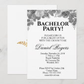 Invitation Nuisances de roses en niveaux de gris et enterreme (Devant / Derrière)