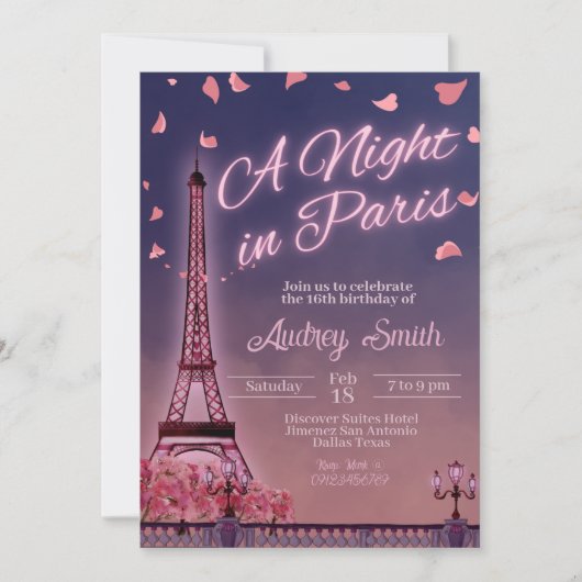Invitation Nuit à Paris - Anniversaire (Devant)