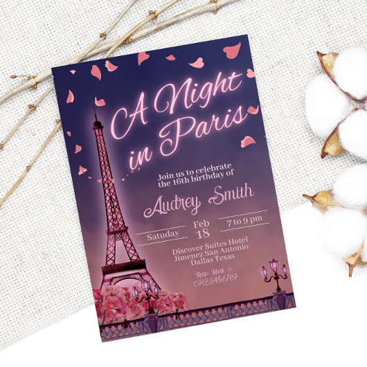 Invitation Nuit à Paris - Anniversaire