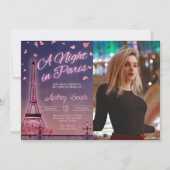 Invitation Nuit à Paris - Anniversaire avec photo (Devant)