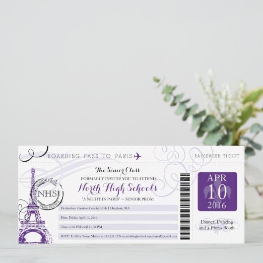 Invitation Nuit à Paris School Prom (Debout devant)