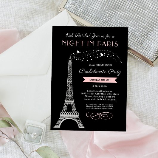 Invitation Nuit à Paris Tour Eiffel Bachelorette Party