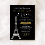 Invitation Nuit à Paris Tour Eiffel Gold Sweet 16 Anniversair<br><div class="desc">Ooh La La ! Cette invitation à la fête d'anniversaire "Nuit à Paris" d'inspiration française Sweet 16 présente une parties scintillant étincelante en faux argent, la tour Eiffel et un code couleur chic d'or antique, noir et blanc. Le texte élégant et élégant peut être complètement personnalisé avec le nom de...</div>