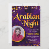 Invitation Nuit Arabe avec Photo - Violet (Devant)