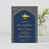Invitation Nuit Arabes Lampe Magique Bleue Mariage (Debout devant)