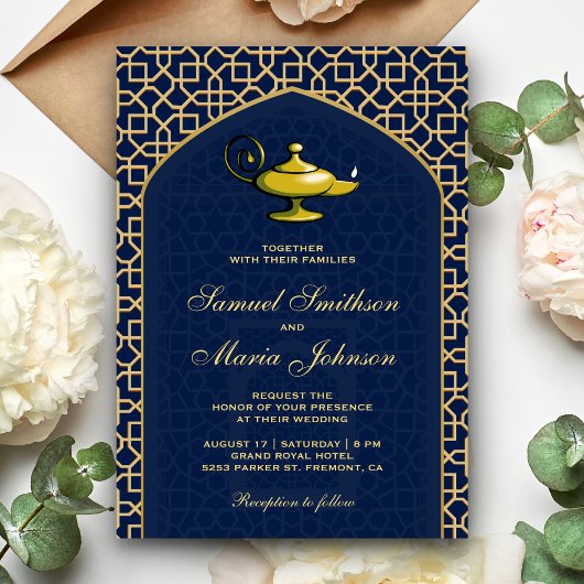 Invitation Nuit Arabes Lampe Magique Bleue Mariage
