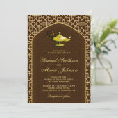 Invitation Nuit Arabes Lampe Magique Mariage Marron (Debout devant)