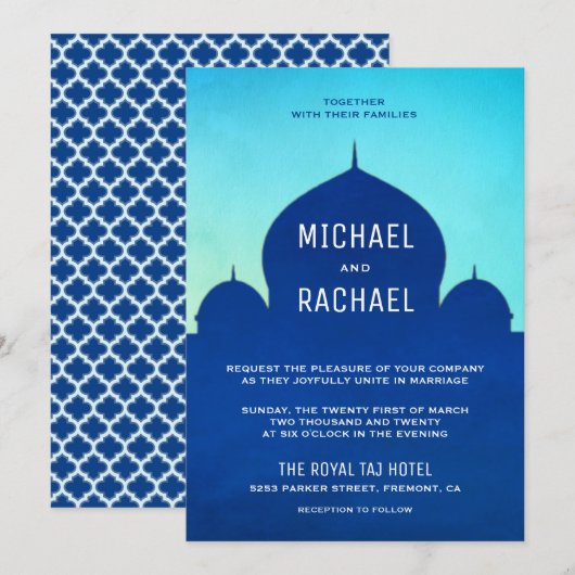 Invitation Nuit arabes marocaine de mariage (Devant / Derrière)