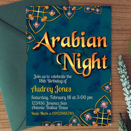 Invitation Nuit Arabienne - Turquoise