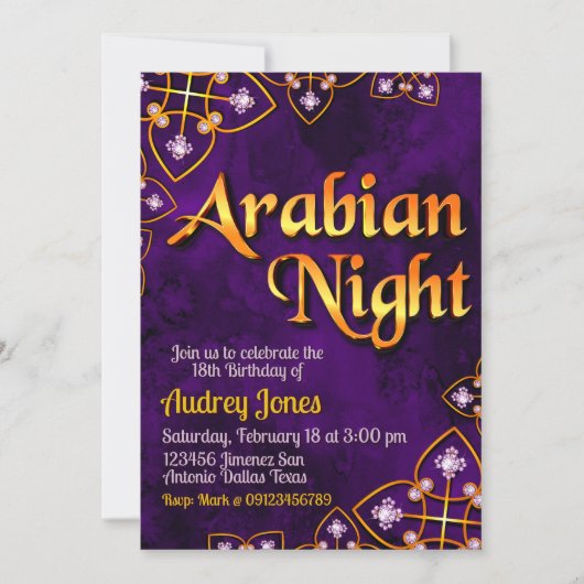 Invitation Nuit Arabienne - Violet (Devant)