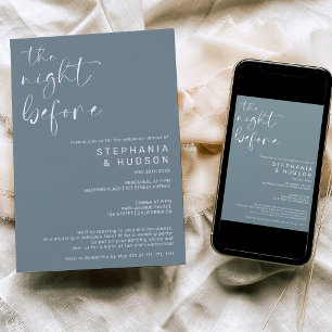 Invitation Nuit avant le dîner de répétition mariage bleu pou