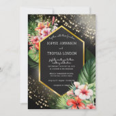 Invitation Nuit balnéaire tropicale mariage couleur foncé (Devant)