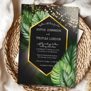 Invitation Nuit balnéaire tropicale mariage couleur foncé
