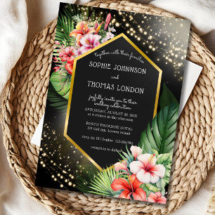 Invitation Nuit balnéaire tropicale mariage couleur foncé