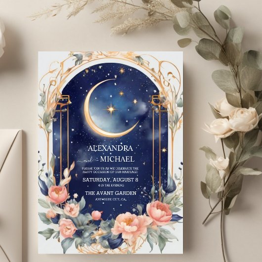 Invitation Nuit Bleue de la Mi-Eté Rêve de Mariage Céleste