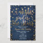 Invitation Nuit Bleue et Or sous les Étoiles Ciel Céleste (Devant)