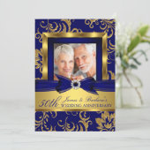 Invitation Nuit Bleue Or Photo 50e Anniversaire de Mariage (Debout devant)