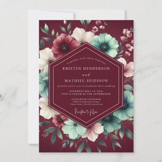 Invitation Nuit Botanique Bourguignonne de Mariage (Devant)