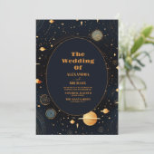 Invitation Nuit Céleste Bleue Étoiles Lune Mariage (Debout devant)