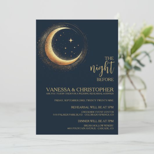 Invitation Nuit Céleste De La Lune Avant La Répétition Mariag (Debout devant)