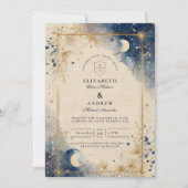 Invitation Nuit Céleste Dorée de Mariage (Devant)