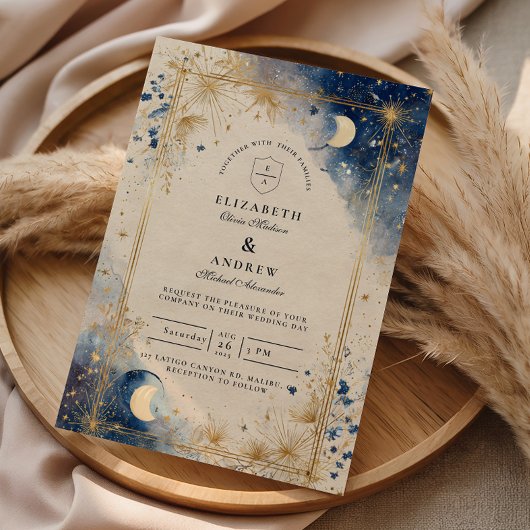 Invitation Nuit Céleste Dorée de Mariage