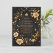 Invitation Nuit Céleste Étoiles Noires Mariage (Debout devant)