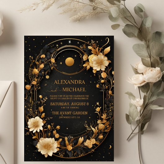 Invitation Nuit Céleste Étoiles Noires Mariage
