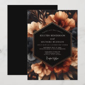 Invitation Nuit Charbon Ambre Mariage (Devant / Derrière)