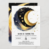 Invitation Nuit Cute Starlit Anniversaire (Devant / Derrière)