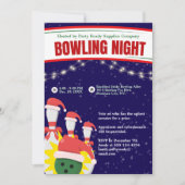 Invitation Nuit de bowling de vacances Santa Hats Arrière - p (Devant)
