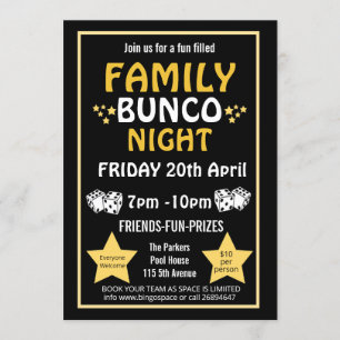 Invitation Nuit de bunco de famille, événement PTO de Pta de