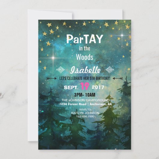Invitation Nuit de camping en forêt sauvage (Devant)