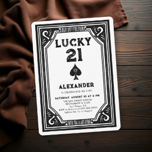 Invitation Nuit de Casino Vintage As de Pique Hommes 21e Anni