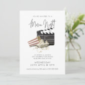 Invitation Nuit de cinéma au popcorn aquarelle (Debout devant)