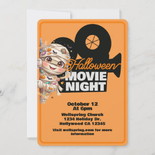 Invitation Nuit de cinéma Halloween Maman mummy adorable